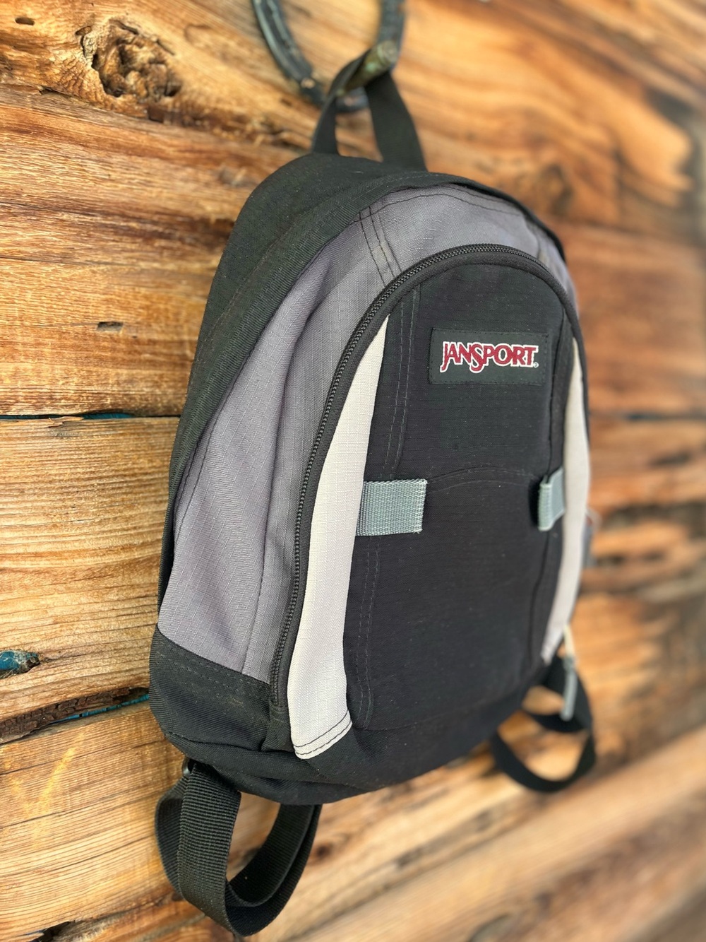 JANSPORT | Vintage Black & Gray Compact Daypack Mini Backpack